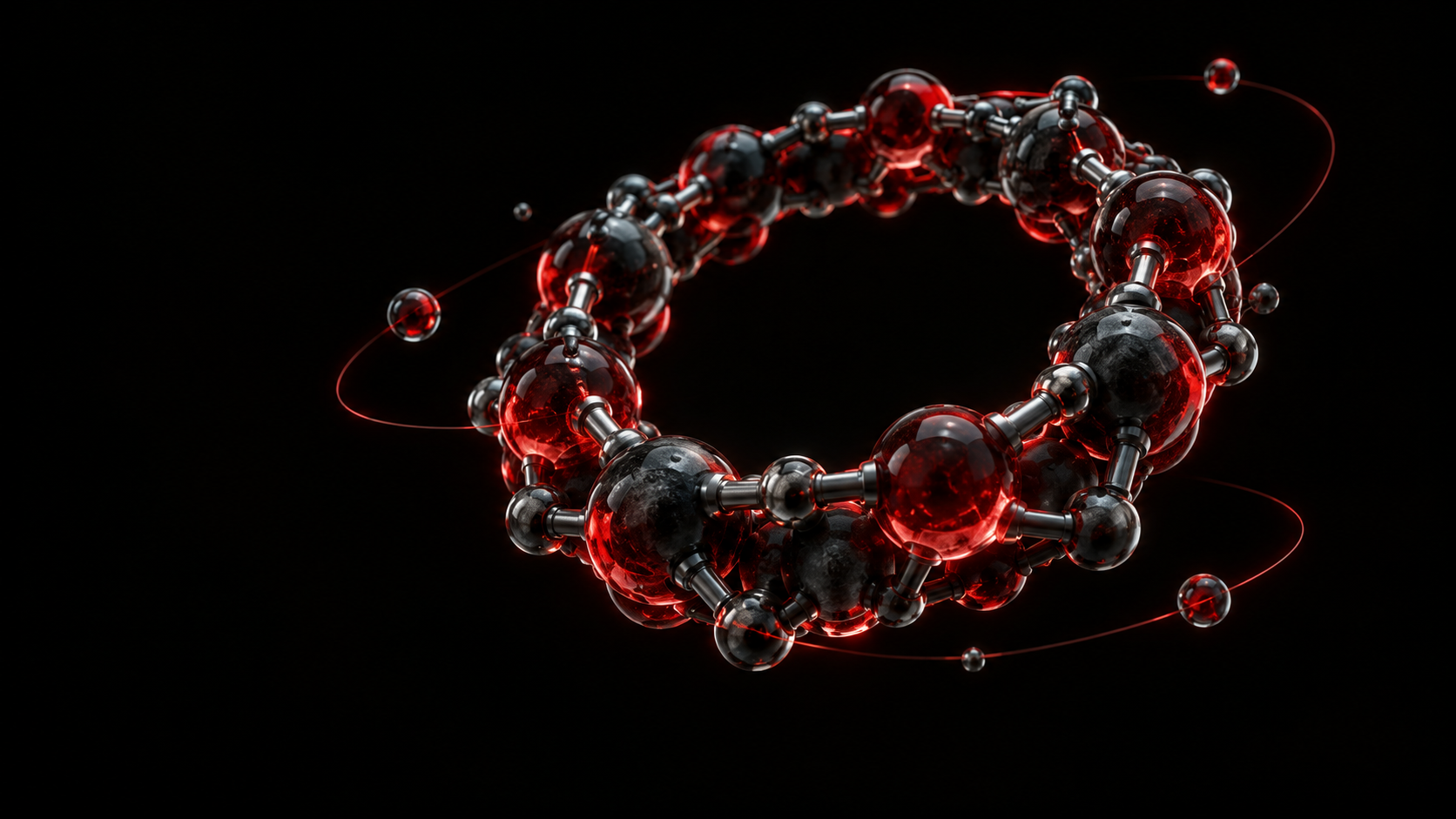 Abstract molecular ring representing connected production chemistry